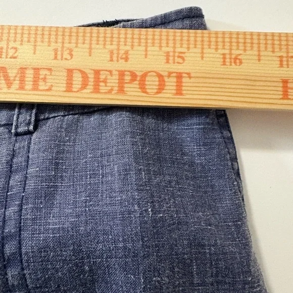 Tommy Bahama Blue Washed Linen Cargo Cropped Pants. Front, Back Pockets, Zipper - Picture 6 of 11